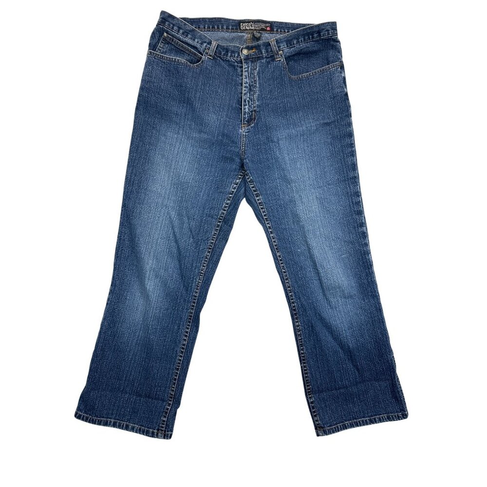 Chico's Jeans‎ Womens 2.5 Blue Denim Cropped Classic Fit Stretch